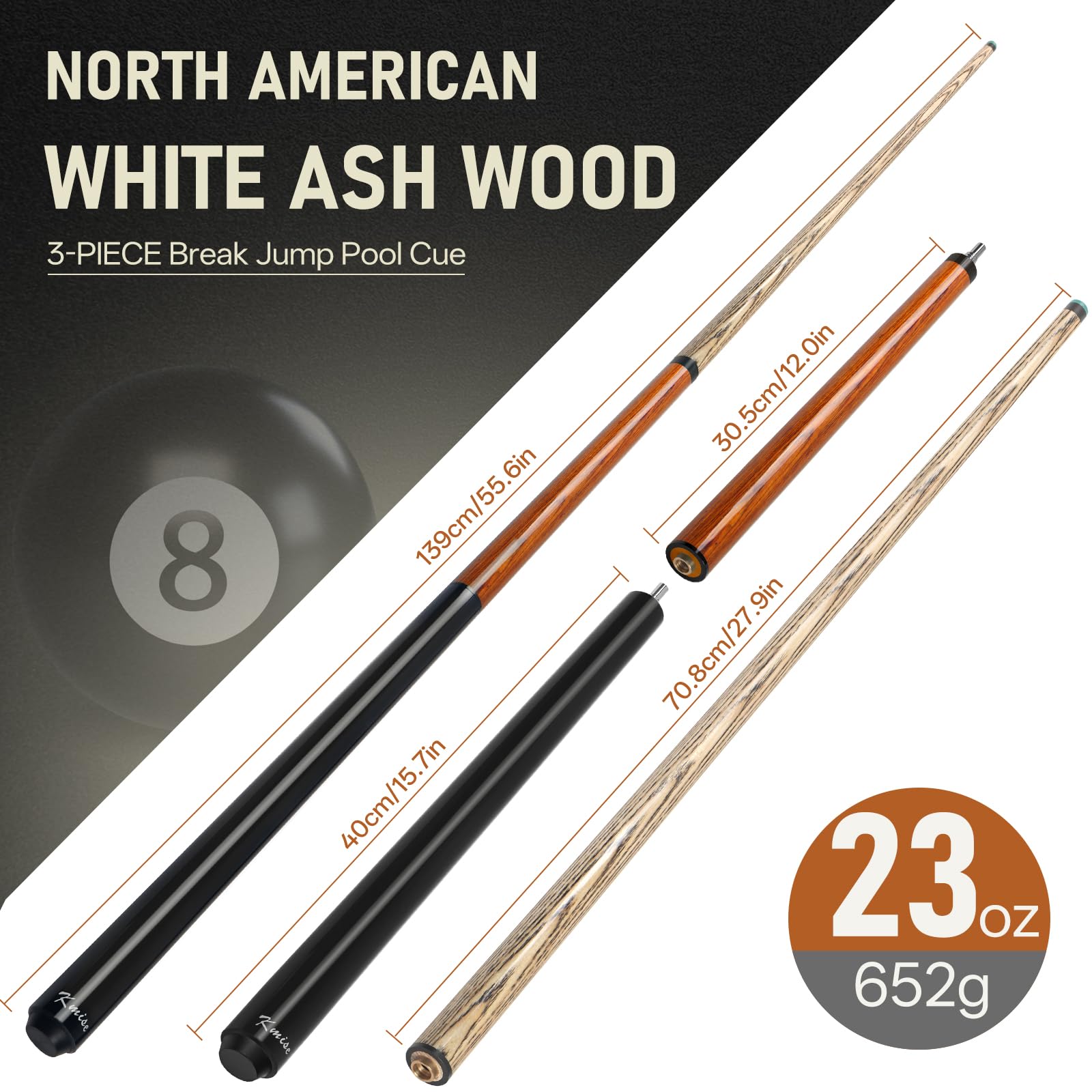 Amazon.com : Kmise Break Jump Cue Stick, 21oz 23oz 25oz 28oz Pool